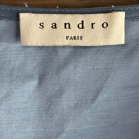 SANDRO | Womens Paty Wrap-Effect Dress Sky Blue Size 6 - Picture 3 of 6